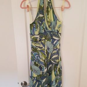 Floral halter dress.